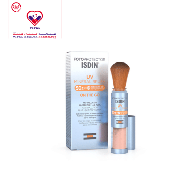 Isdin Fotoprotector Hypoallergenic, Water-Resistant & Mattifying Anti-Pollution UV Mineral Brush for Sensitive & Atopic Skin SPF50+