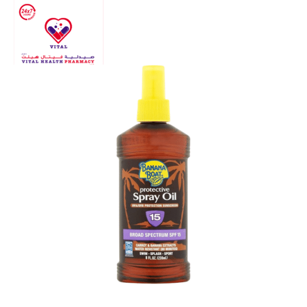 Banana Boat Water-Resistant Protective Tanning Oil Spray with Carrot & Banana Extracts SPF15 uae