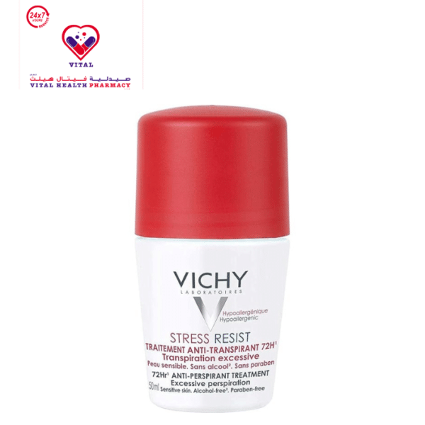 Vichy Stress Resist 72H Antiperspirant Roll-On Deodorant for Sensitive Skin - parabens free, alcohol free