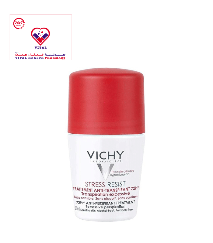 Vichy Stress Resist 72H Antiperspirant Roll-On Deodorant for Sensitive Skin - parabens free, alcohol free