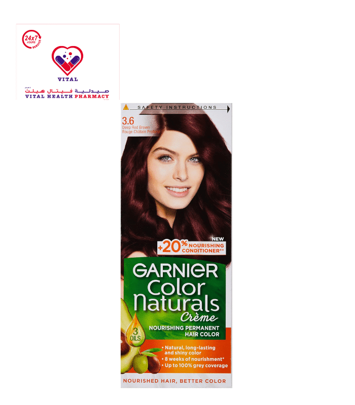 Garnier Color Naturals Nourishing Permanent Hair Dye Cream with 3 Oils Deep Red Brown 3.6