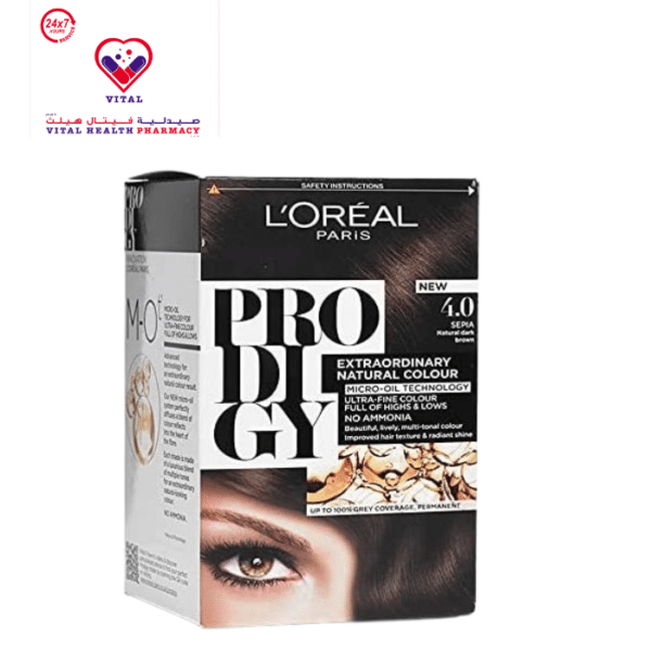 L'Oreal Prodigy Permanent Oil Hair Color Sepia Brown 4.0 - ammonia free