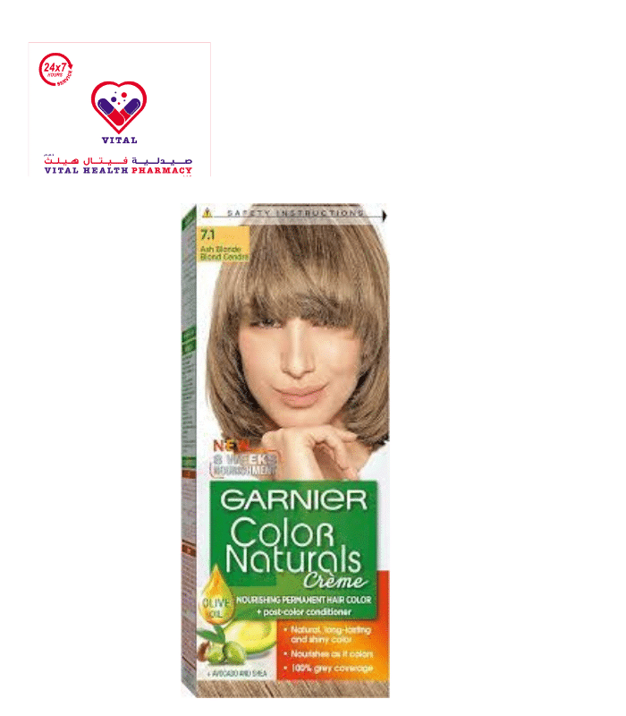 Garnier Color Naturals Nourishing Permanent Hair Dye Cream with Shea Butter, Avocado & Olive Oils Ash Blonde 7.1