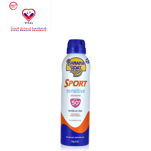 Banana Boat Sport Sensitive Sunscreen Spray SPF50+ - no added fragrance, parabens free, oxybenzone free