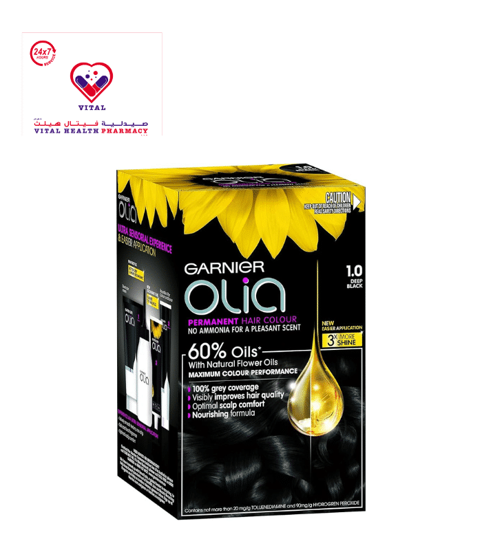 Garnier Olia Permanent Hair Color with Natural Flower Oils Deep Black 1.0 - ammonia free