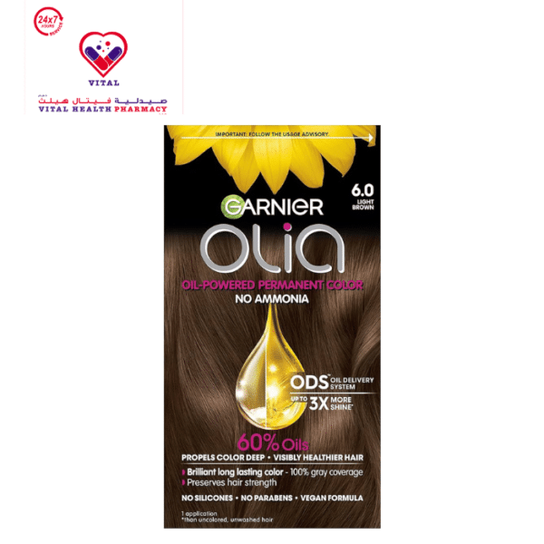 Garnier Olia Permanent Hair Color with Natural Flower Oils Light Brown 6.0 - ammonia free