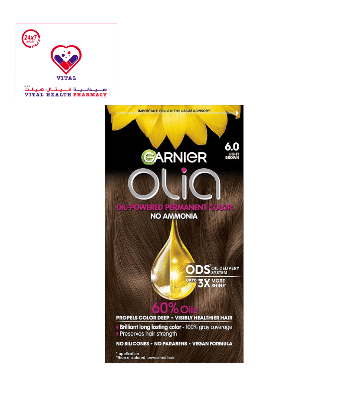 Garnier Olia Permanent Hair Color with Natural Flower Oils Light Brown 6.0 - ammonia free