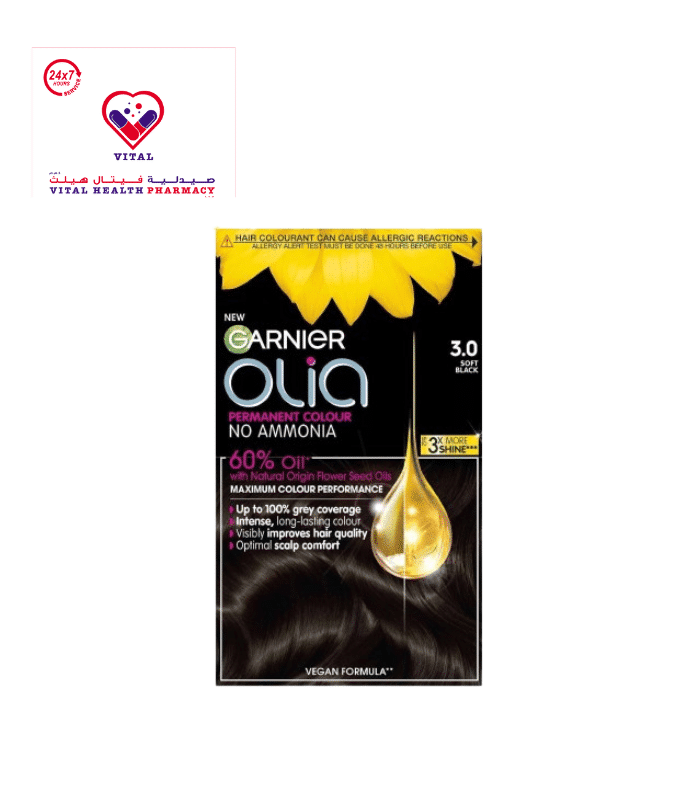 Garnier Olia Permanent Hair Color with Natural Flower Olia Soft Black 3.0 - ammonia free