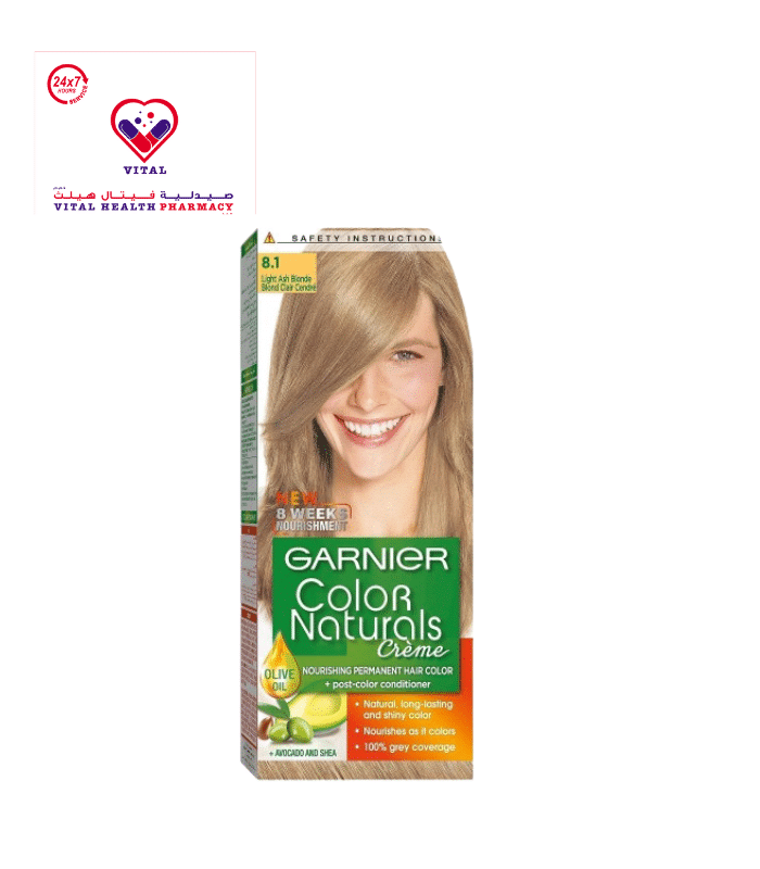 Garnier Color Naturals Nourishing Permanent Hair Dye Cream with Shea Butter, Avocado & Olive Oils Light Ash Blonde 8.1