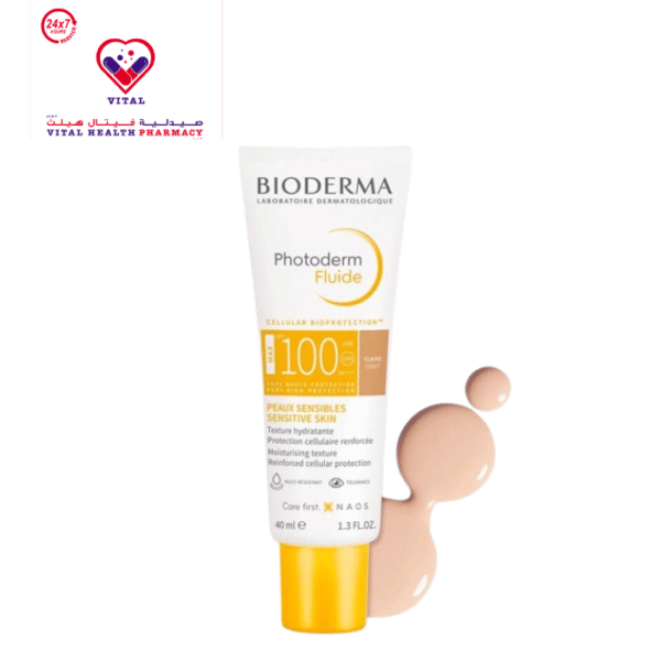 Bioderma Photoderm Fluide Moisturizing Foundation for Sensitive Skin SPF100 Claire Light - perfume free uae