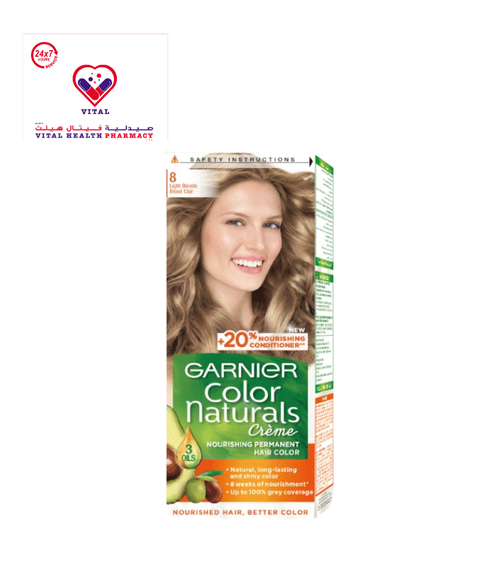 Garnier Color Naturals Nourishing Permanent Hair Dye Cream with 3 Oils Light Blonde 8