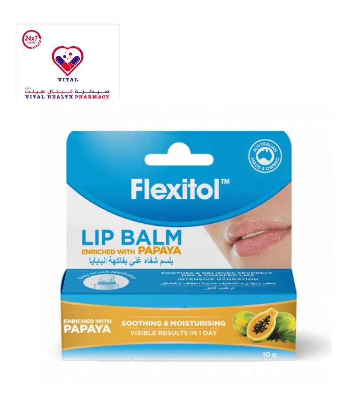 Flexitol Moisturizing, Soothing & Relieving Lip Balm Papaya Flavor for Dry & Chapped Lips