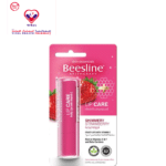 Beesline Apitherapy Hypoallergenic Shimmery Strawberry Lip Balm with Vitamins - dye free, parabens free