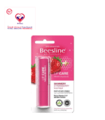 Beesline Apitherapy Hypoallergenic Shimmery Strawberry Lip Balm with Vitamins - dye free, parabens free