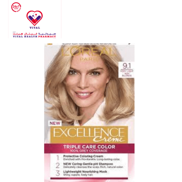 L'Oreal Excellence Triple Care Hair Color Cream Very Light Ash Blonde 9.1