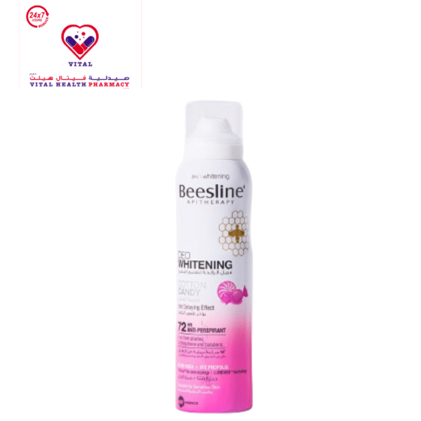 Beesline Hypoallergenic Whitening Antiperspirant Deodorant Spray Cotton Candy Scent with Alum Rock & Propolis - alcohol free.