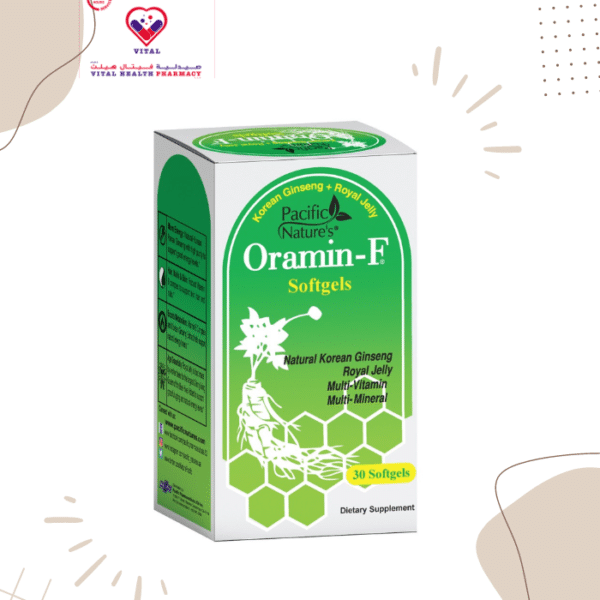 ORAMIN F MULTI VITAMINS, ROYAL JELLY AND GENSING 30 CAP  is a natural ingredient of Korean ginseng,royal jelly, vitamins and minerals that helps in human activity and vitality .