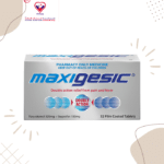 Maxigesic reduces fever and provides temporary relief of pain associated with a headache, migraine headache, tension headache, sinus pain, toothache, dental procedures, backache, sore throat, arthritis, tennis elbow, period pain, muscular pain, rheumatic pain, aches and pains associated with colds and flu.