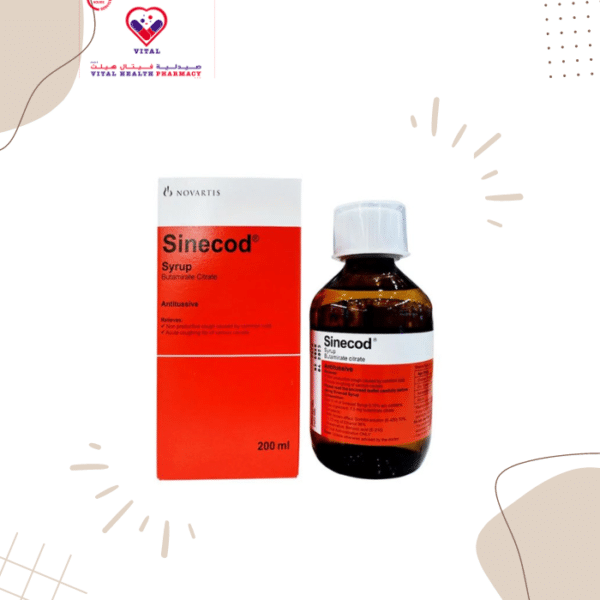 Sinecod Syrup is a cough suppressant and is commonly used for the symptomatic treatment of cough of various origins in adults and children. Sinecod Syrup contains Butamirate Dihydrogen Citrate as an active ingredient.