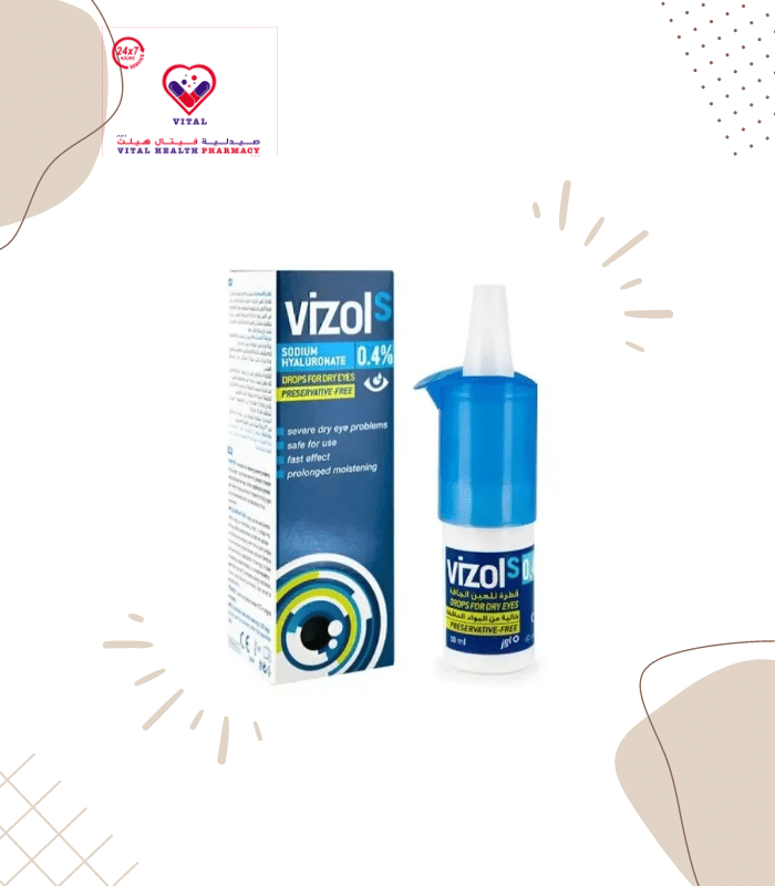 Vizol S 0.4% Eye Drops are intended for relief of severe disorders of eye dryness. Vizol S 0.4% is viscous drop and thus they provide longer retention of sodium hyaluronate on the eye's surface, which results in a longer-lasting lubrication and better protection.