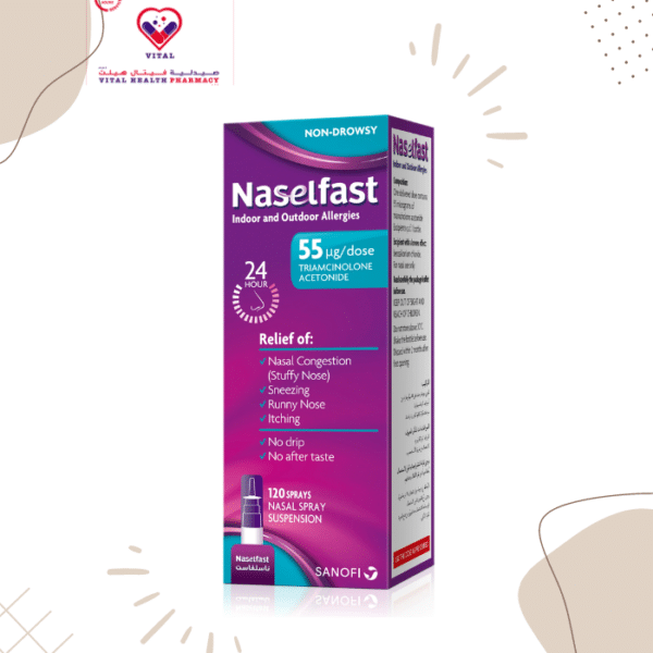 Start breathing easier with Naselfast® Allergy Nasal Spray. When allergy season hits, nasal congestion and other nasal allergy symptoms can cause a whole new level of discomfort and stuffiness. Naselfast® contains a medicine called triamcinolone acetonide