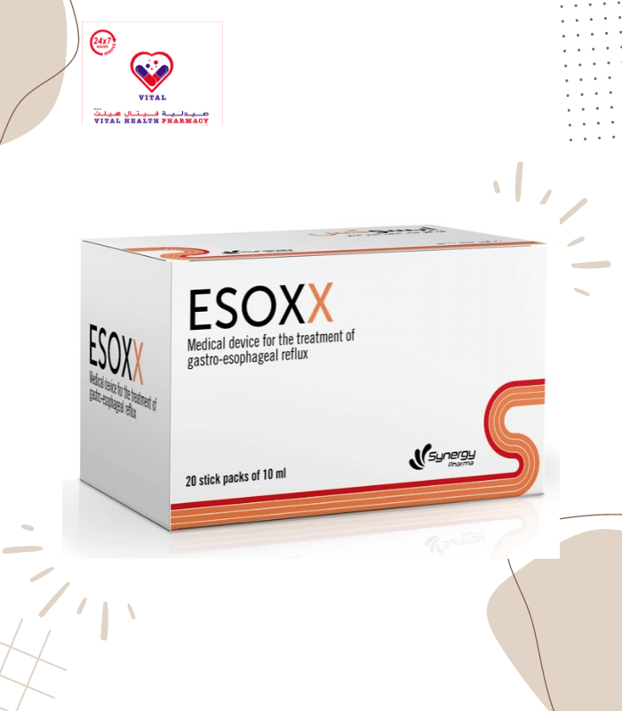 ESOXX product with mechanical action that allows to rapidly reduce the symptoms related to gastroesophageal reflux such as: heartburn, epigastric pain, acid regurgitation, irritative cough, dysphonia.