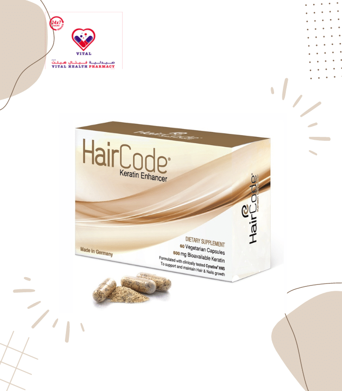 HairCode Support the body needs with necessary vitamins and minerals in addition to bioavailable keratin that supports hair and nails health and the hair to grow longer, healthier, and thicker.