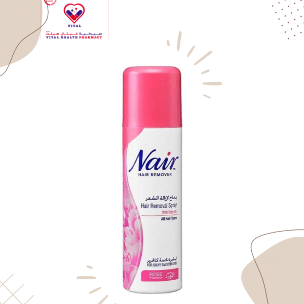 Nair Hair Removal Spray Hair removal spray with baby oil is suitable for all hair types for silky smooth skin on the legs and underarms only, with the scent of lemon. Nair hair removal spray is one of the best ways to remove hair and the most suitable solution that gives results without pain or effort. Nair Spray quickly and effectively removes unwanted hair from the legs, bikini area and armpits.