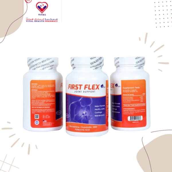 FIRST FLEX Glucosamine, Chondroitin, MSM and Hyaluronic Acid 90 capsules Healthy joints for an improved quality of life, SUPPORT TOTAL JOINT HEALTH FIRST FLEX Glucosamine Chondroitin, MSM and Hyaluronic Acid 90 capsules are components of connective tissue and joints and MSM has been shown to provide joint comfort.