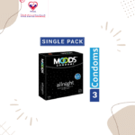 MOODS Allnight condoms provide a thrilling night by including a specially developed stimulant for prolonged pleasure and heightened satisfaction. MOODS condoms are made of natural rubber latex and are 100% electronic tested for safety. Explore intriguing versions and store them in a cool, dry area to protect them from rain,