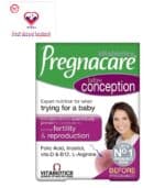 Pregnacare conception expert nutrition for when trying for a baby with Zinc which is scientifically proven to contribute to normal fertility and reproductive, contains folic acid, inositol, Vits.D and B12, L-Arginine. Supplemental folic acid intake increases maternal folate status