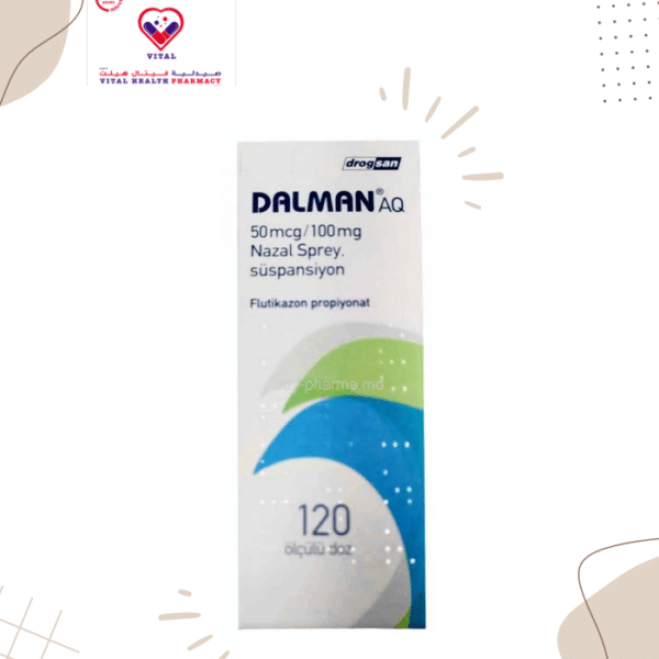 Dalman aq 50mcg spray is used for Stuffy/runny nose, itching and sneezing, Seasonal and year-round allergic, Itchy and watery eyes and other conditions.