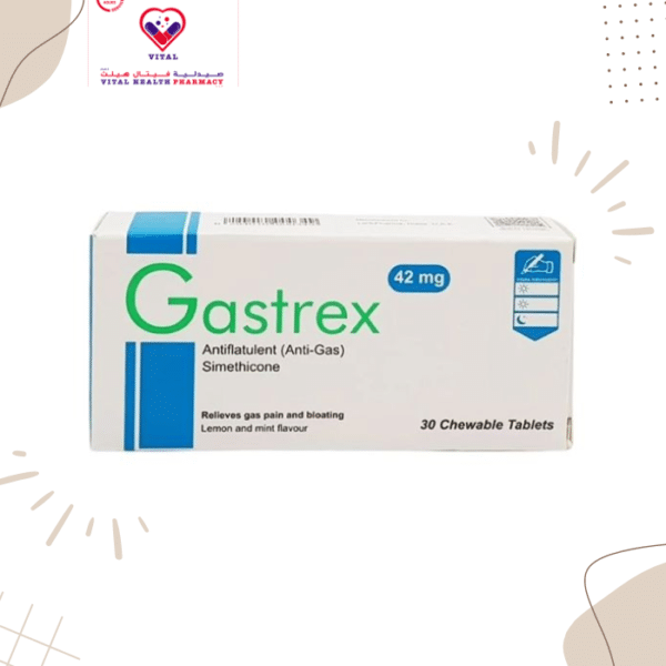 Gastrex Chewable Tab is used to relieve symptoms of extra gas such as belching, bloating, and feelings of pressure/discomfort in the stomach/gut. Simethicone helps break up gas bubbles in the gut.