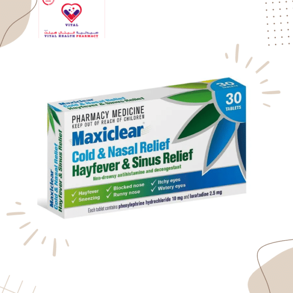 Cold, Nose/Hay Fever and Sinus Relief is a patented antihistamine and decongestant combination for the relief of hay fever, sneezing, itchy eyes, watery eyes, and stuffy or runny nose.