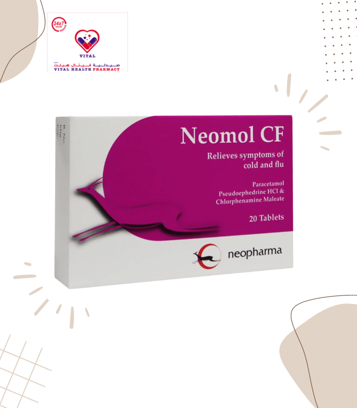 Neomol Cf Tablet is used for Cold, Flu, Fever, Itchy nose or throat, Headache, Common cold, Ear pain, Nasal congestion, sinus congestion, and pressure, Hay fever and other conditions.