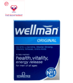 Wellman, one a day vitamin and mineral supplement for men to help maintain health, vitality, and energy release for men of all ages and can be continued as long as required. Wellman contains Co-Q10, L-Carnitine, Siberian, Ginseng, Vitamins, Minerals, Amino acids. Wellman is ideal for those with a hectic lifestyle and is used by professional sportsman to help them maintain optimal nutrient levels been specifically formulated for men.
