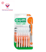 Gum trav-ler is an ambulatory interdental brush, ready to use. Small and practical, its cap can be used as a stick to access the posterior areas. The Gum trav-ler brushes are protected by an anti bacteral agent, the chlorhexidine, which stops the bacterial development on the brushes during 2 weeks