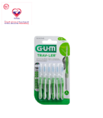 Antibacterial interdental brush. The brushes are provided with the antibacterial agent chlorhexidine. The brush neck can be bent up to 90°. The vented cap is a grip extension, any area in the mouth can be reached