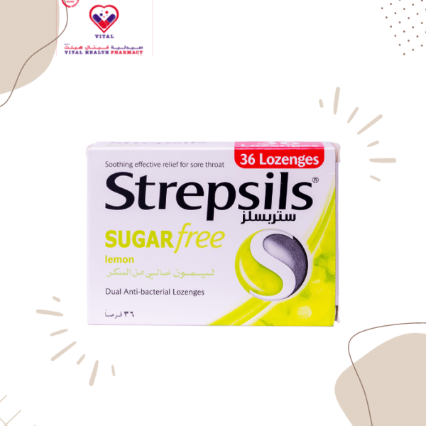 Strepsils lemon sugar free lozenges with a unique combination of two antibacterial agents provides fast effective relief from throat discomfort.