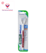 GUM Tongue Scraper Halicontrol 760 - Colour: Red is a dual-action tongue-scraping brush, designed for effective elimination of bacteria that cause bad breath.