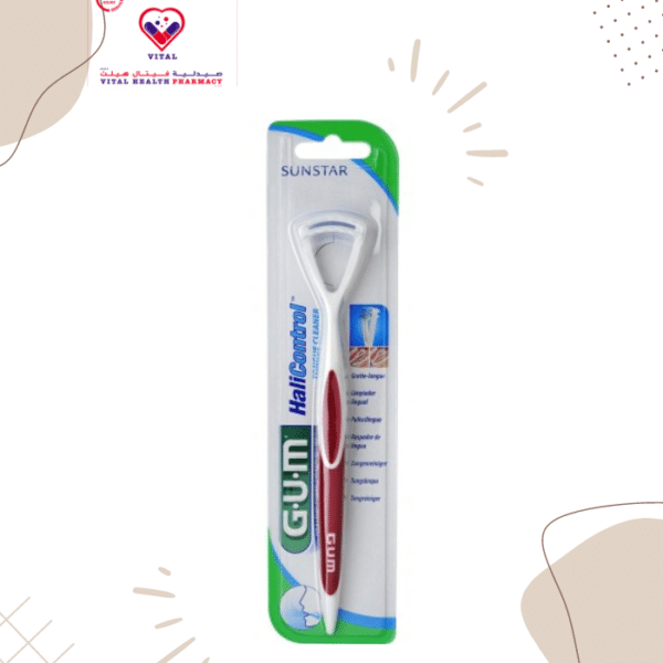 GUM Tongue Scraper Halicontrol 760 - Colour: Red is a dual-action tongue-scraping brush, designed for effective elimination of bacteria that cause bad breath.