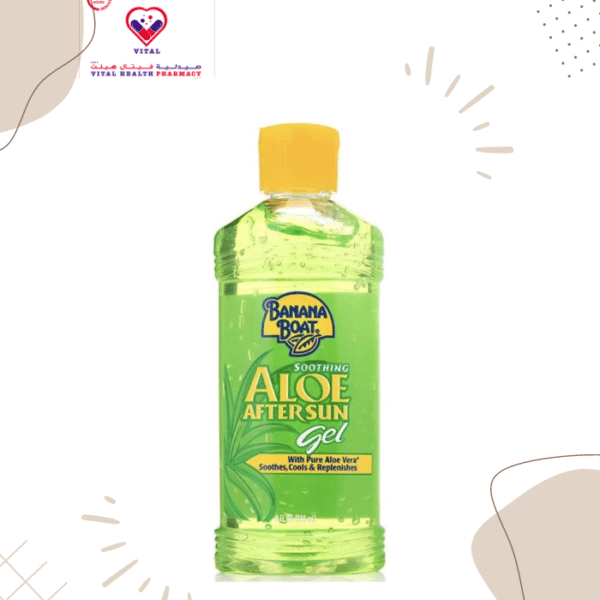 Banana boat Aloe vera gel green 230ml. Formulated with Aloe vera. Moisturizes dry, rough or chapped skin. Soothes dry sunburned skin.