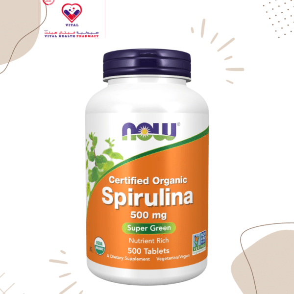 Now Certified Organic 500mg Spirulina Superfood Supplement - GMO free, vegan 200 tablets