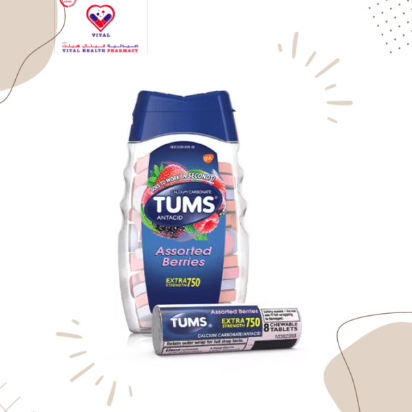 Tums Extra Strength 750mg Calcium Carbonate Chewable Antacid Assorted Fruit Flavor 48 Tablets