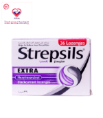 Strepsils Extra Blackcurrant Lozenges containing Hexylresorcinol 2.4mg - an ingredient which is both antiseptic to fight bacterial throat infections but also has anesthetic properties to numb throat pain.