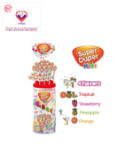Super Duper Kids Multivitamin Lollipop meets more than 25% of a child’s daily vitamin needs. Vitamin A, C, D, B12, Pantothenic acid, Selenium and zinc support the normal function of the immune system.