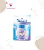 This wrap does not require any clip to be used. Nexcare wrap will not stick to the hair or skin.