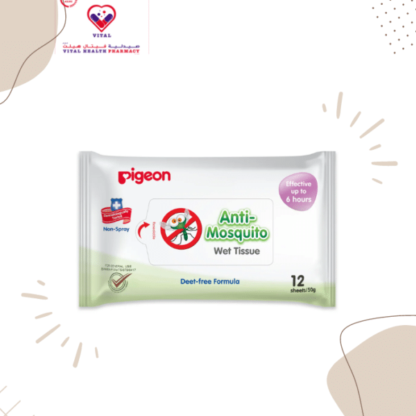 Pigeon Anti-Mosquito Wipes are a DEET-free, microbiologically tested insect repellent to protect your baby's skin against mosquitoes for up to 6 hours.