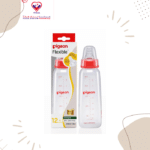 Pigeon peristaltic nipple plastic feeding bottle is a healthy start to a baby's independent eating habits.The bottle allows natural movement of the baby's tongue, ensuring maximum development of baby's facial and jaw muscles.The nipple of the bottle is stretchable and allows easy sucking and wide movement of the baby's tongue.