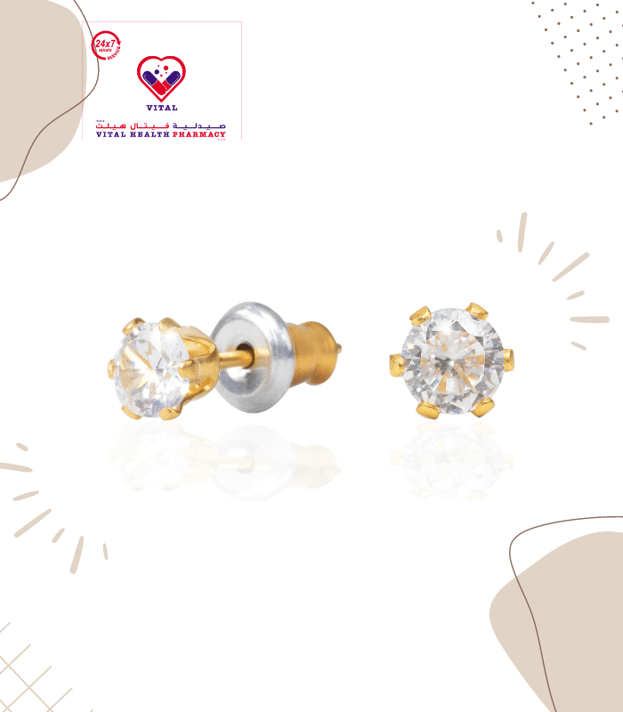 Featuring eye-catching stones in a double-prong setting, each one is illuminated with pavé on the gallery and finished with gold-tone plating.